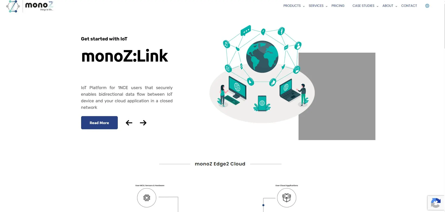 Monoz website homepage